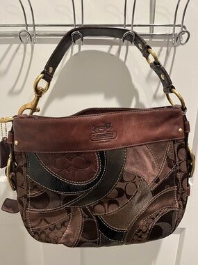 Vintage Coach Brown Zoe Patchwork Leather Shoulder Bag